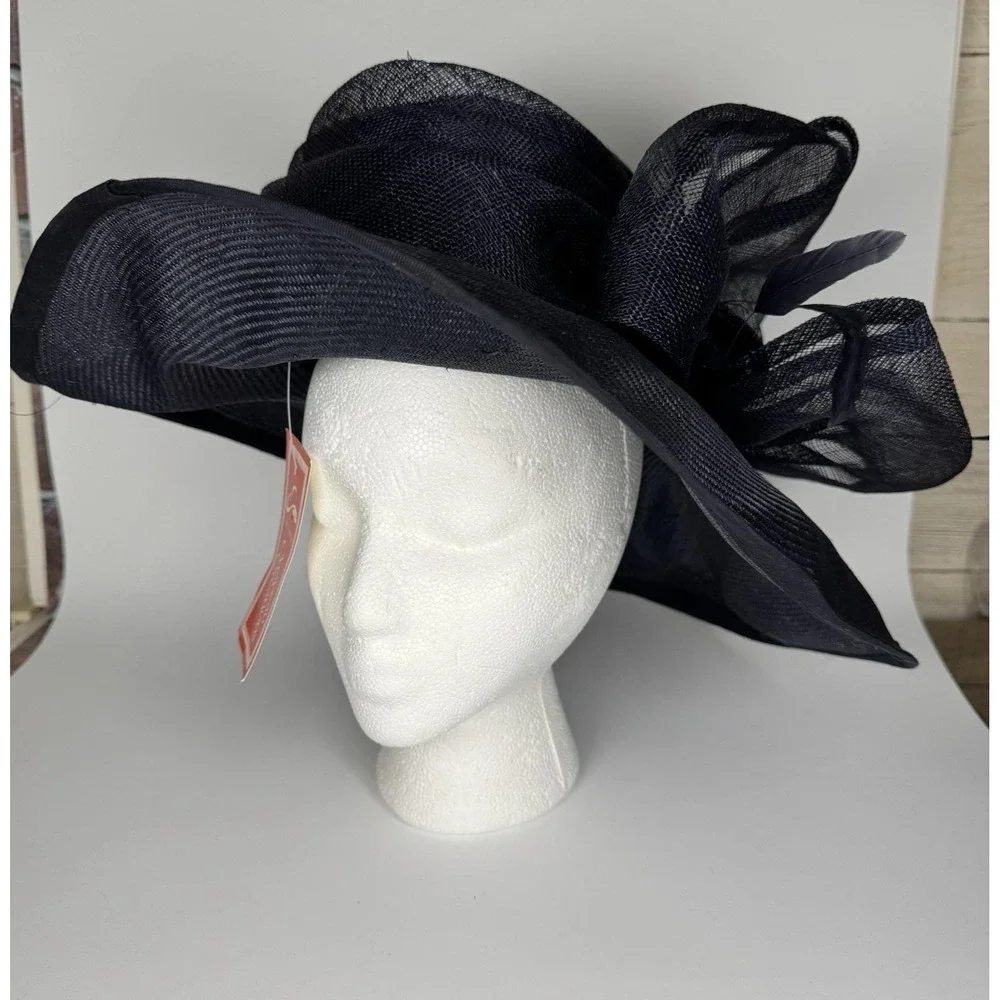 Vintage Ruth Kropveld Chapeau Creations Navy Organza Bow‎ Occasion Hat w Tag